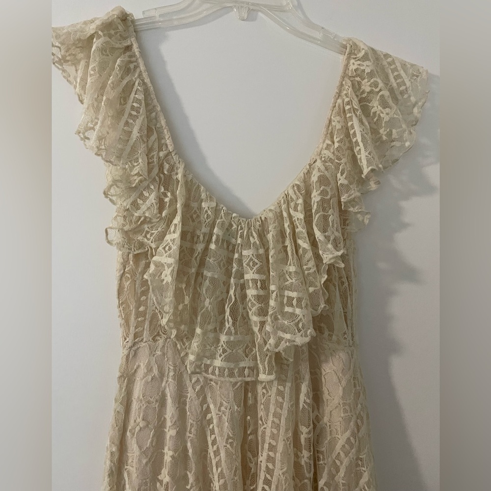 Urban Outfitters Cream Lace Fit-and-Flare Dress - Picture 6 of 9